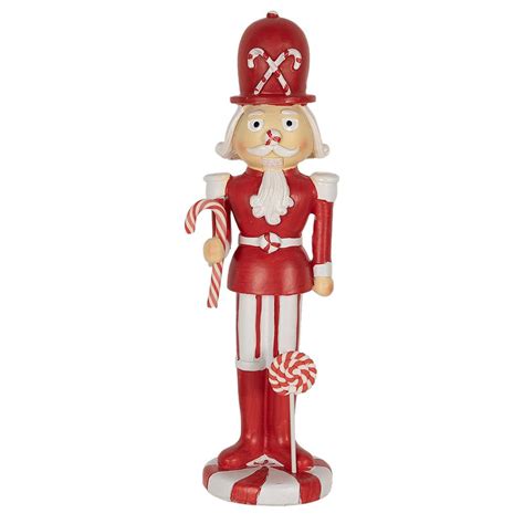 Clayre Eef Kerstdecoratie Beeld Notenkraker 23 Cm Rood Wit Polyresin