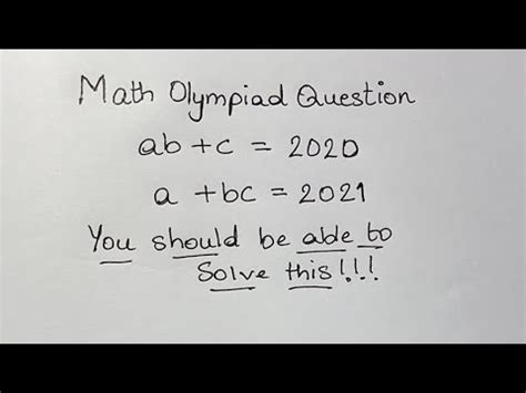 Math Olympiad Question Algebra Equation Solving You Should Be Able