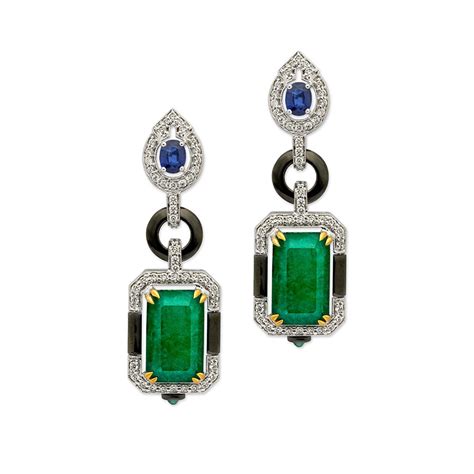 Diamond Earrings: Buy Art Deco Emerald Diamond Earrings Online | Rose