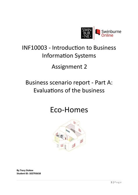 Business Report Eco Homes Final Draft Inf10003 Introduction To Business Information Systems