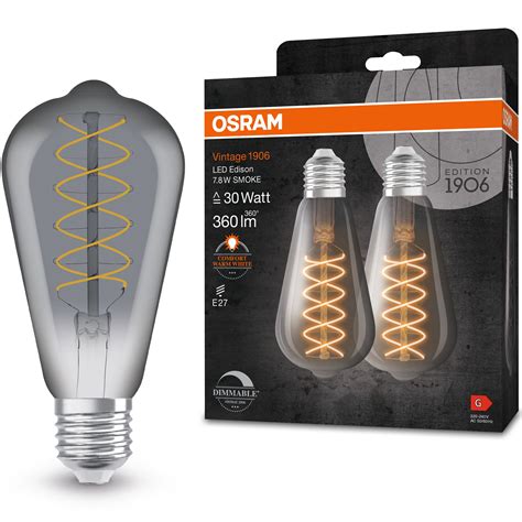 Set 2 Becuri Led Vintage Decorativ Osram 1906 Smoke St64 Dimabil