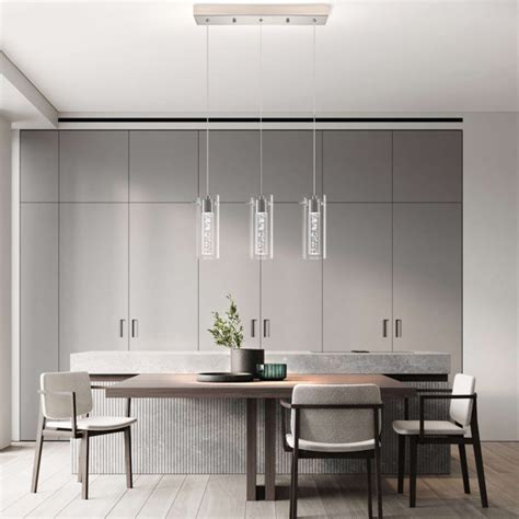 Ivy Bronx Luminaire suspendu pour îlot de cuisine à 3 lumières DEL