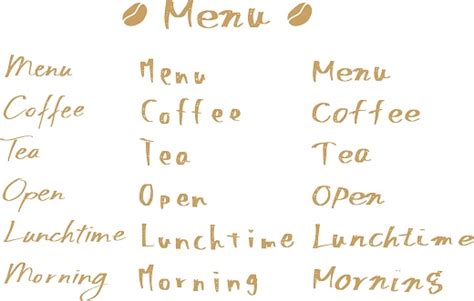 Menu Text Cafe Characters A Font Set For Coffee Shops And Bars Stock ...