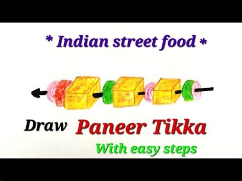 paneer tikka drawing easy indian street food drawing  evs indian