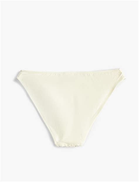 Beyaz Kadın Bikini Altı V Kesim Normal Bel Parlak Taş İşlemeli 3SAK00014MM Koton