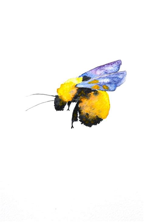 Bumble Bee Watercolor Painting Original Art Small