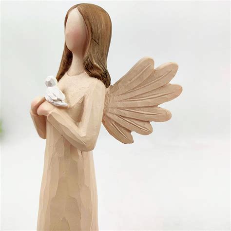 Anjo Pomba Nude Branco Barroco Estatua Decoracao 20X7X5Cm Inigual Anjo para Árvore de Natal