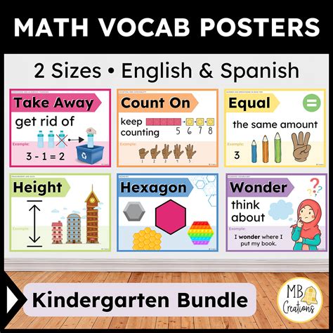 Kindergarten iReady Math English/Spanish Word Wall Posters - CCSS Vocab ...