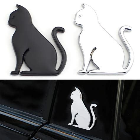 Ysy 1pcs 3d Metal Car Sticker Metal Cat Adhesive Car Badge Emblem Sticker For Universal Cars