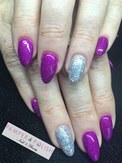 Stunning Purple Glitter Nails Using Gellux Gel Polish And Hologram Diamonds From Perfect Match ️