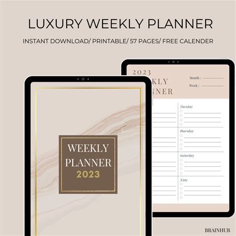 Luxury Weekly Planner Weekly Planner Printable Landscape Minimalist