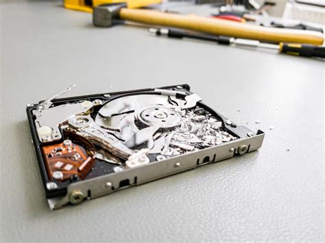 Shattered Platter of Computer Hard Drive Disk. Stock Image - Image of ...