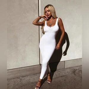 House Of Cb Dresses House Of Cb Nwt Tomlin Tan Nude Beige Bodycon Slinky Stretch Sculpted