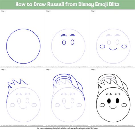 How To Draw Russell From Disney Emoji Blitz Disney Emoji Blitz Step