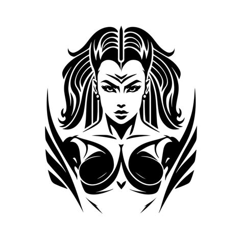 Ornamental Strong Woman Portrait Simple Vector Illustration For Logo