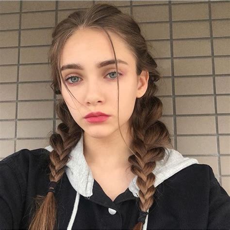 Pigtail Braids Braided Pigtails Braided Updo Brunette Girl Grunge Hair Aesthetic Hair