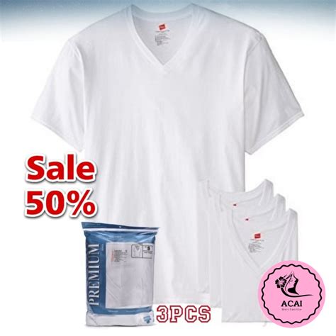 Hanes V Neck Men S White Cotton T Shirts Premium Series Pack Of Pcs