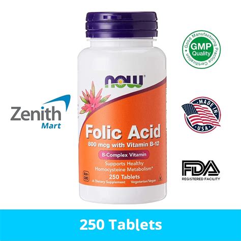 Now Foods Folic Acid Mcg Tablets Zenith Mart