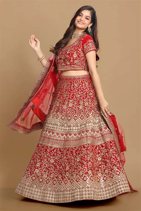 Buy Magnificent Red Bridal Lehenga Online In India Mohey Lehenga For