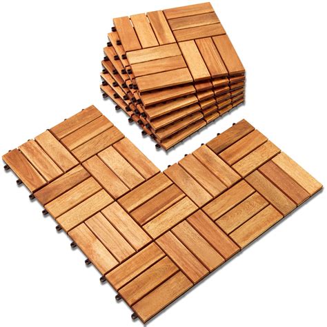 Buy Acacia Deck Tiles Pack Of 10 Hardwood Interlocking Patio Deck