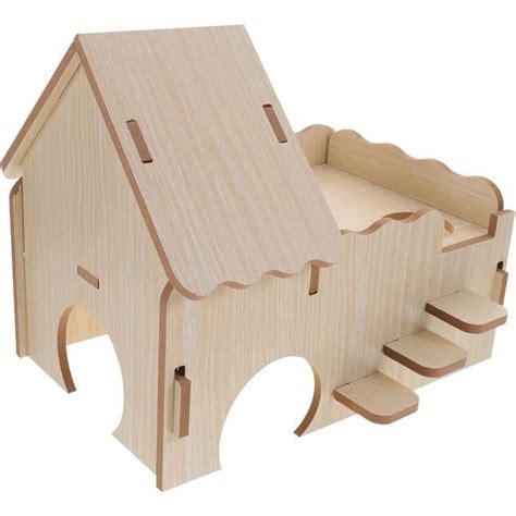 Popetpop Maison En Bois Accessoires De Cage De Hamster Accessoires De