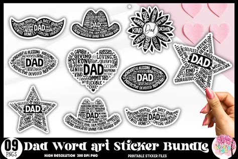 Dad Word Art Sticker Bundle Graphic by Design's Dark · Creative Fabrica