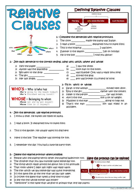 Relative Clauses General Gramma… English Esl Worksheets Pdf And Doc