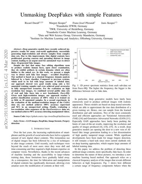 PDF Unmasking DeepFakes With Simple FeaturesFaces HQ Which We Used