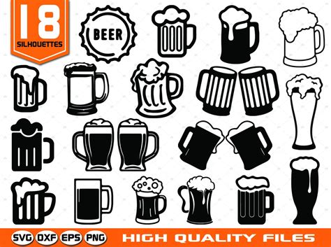 Beer Mugs Svg Beer Glass Svg Cut Files Silhouettes Svg Etsy