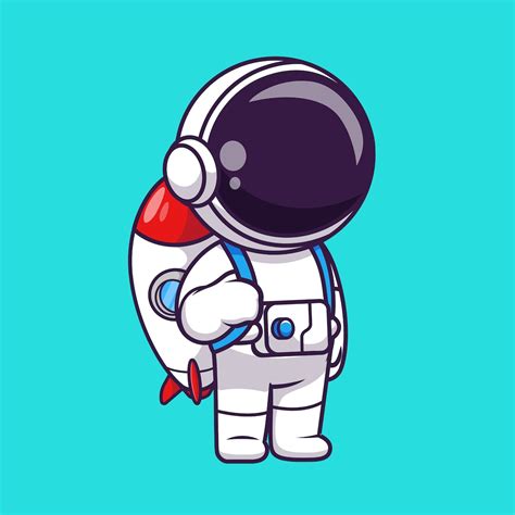 Hand Drawn Cute Astronaut With Rocket Bag SVG Cartoon Spaceman Clipart