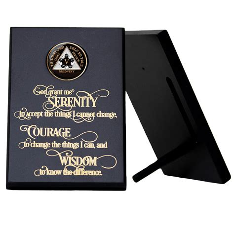 Wooden Plaque Medallion Holder Serenity Prayer Black Vertical Recovery Mint