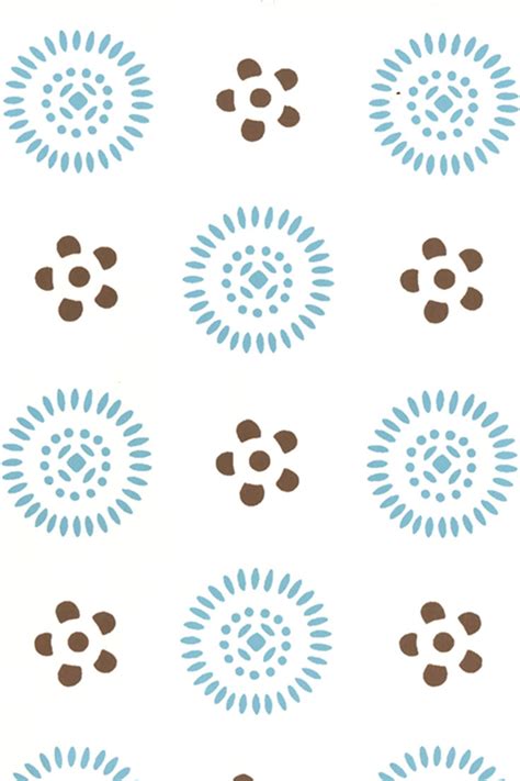 Cecil Two Color Teal Blue Brown Screen Printed Fabric Hand Printed