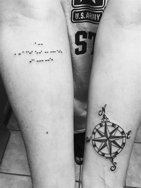 Compass Tattoo And Upside Down Morse Code Tattoo You Complete Me