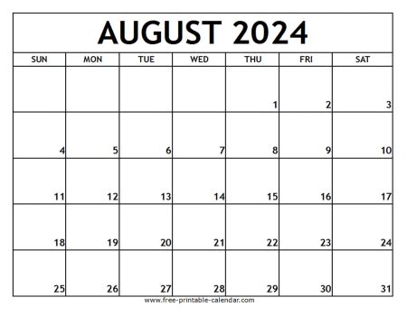 August 2024 Calendar Template Marys Sheilah