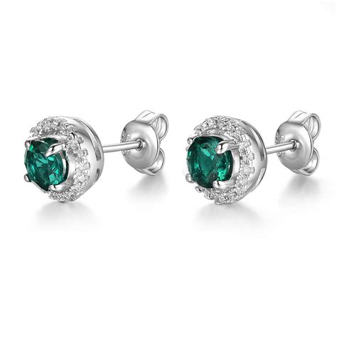 Luxury Green Gem Stud Earrings Prom Sterling Silver Stud Earrings Day Gift Custom Fashion Stud ...