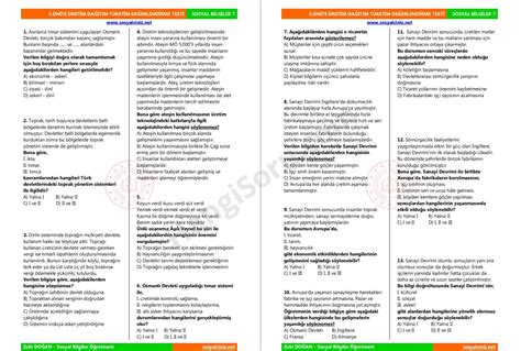 S N F Sosyal Bilgiler Nite Retim Da T M T Ketim Testi Ve