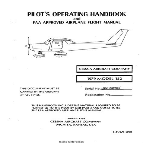 Cessna 152 Pilot's Operating Handbook and FAA Approved Flight Manual 1978 - 1979 ...