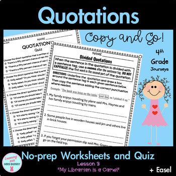 Journeys Grade 4 Grammar Activities Quiz Easel QUOTATIONS Lesson 3