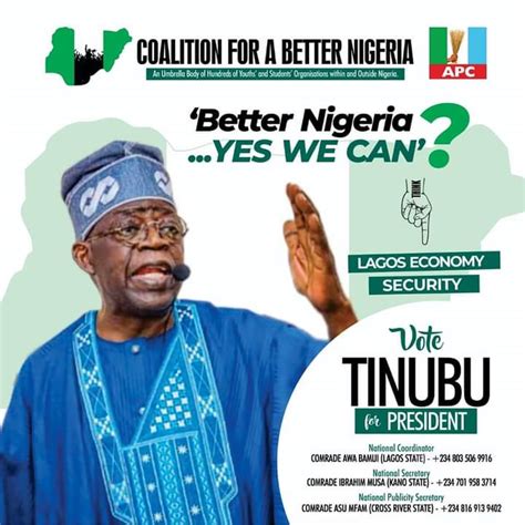 Tinubu 70 Coalition Improves Campaign Flyer Launches Official Theme