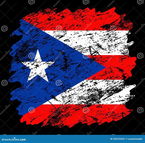 Puerto Rico Flag Grunge Brush Background Old Brush Flag Vector