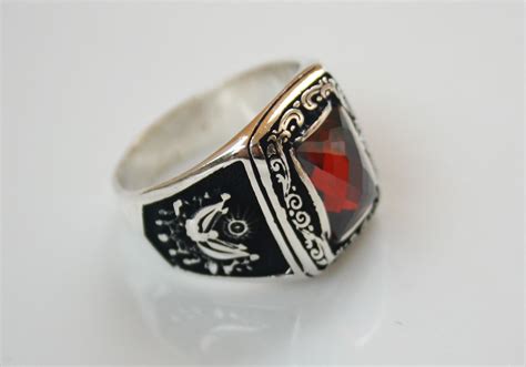 Garnet Rings for Men 925 Sterling Silver Ring for Men Ottomon Ring Men ...