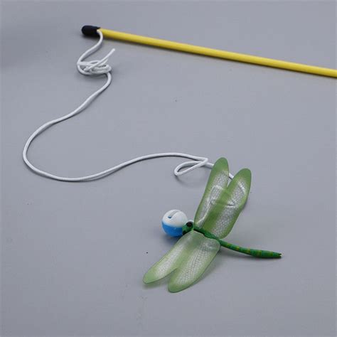 Cat Toys Interactive With Bells Elastic Rod Dragonfly Cat Teaser Wand ...