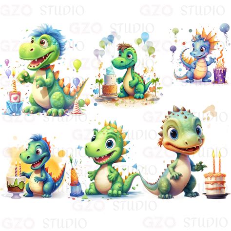 Birthday Cute Dinosaur Clipart Birthday Dinosaur Clipart Bundle Funny Dinosaur Clipart Dinosaur