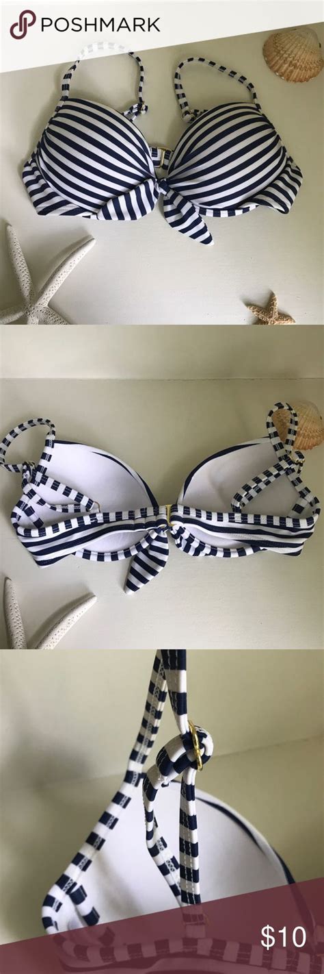 Xhilaration Bikini Top Nautical Blue And White Striped Bikini Top From