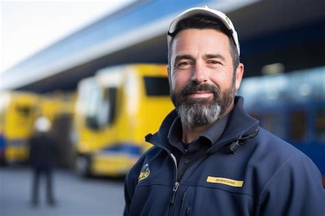 Premium Photo A Man With A Beard Standing In Front Of A Train