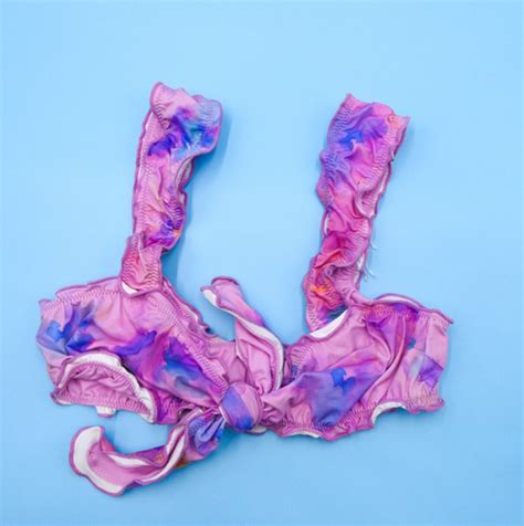 Frankies Bikinis Medium Pink Tie Dye Ruched Wide Strap Bikini Top