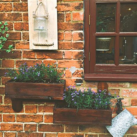 Rustic Wood Double Outdoor Window Box For Herbs And Flowers Etsy