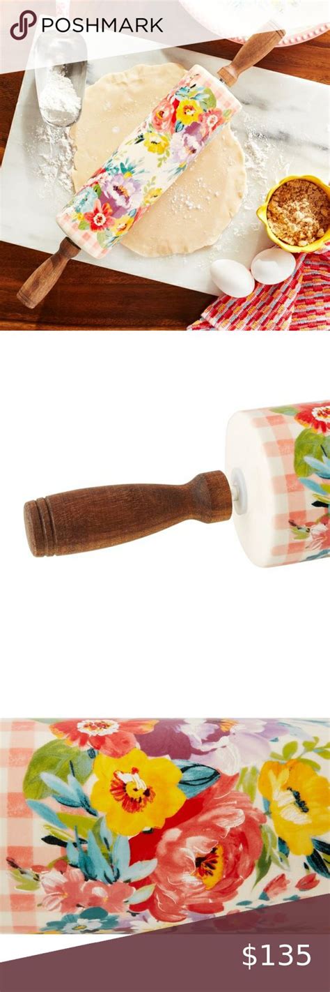 New Pioneer Woman Sweet Romance Blossom Ceramic Rolling Pin