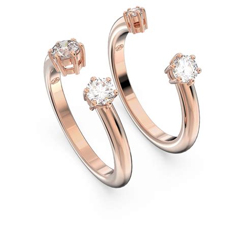 Constella Ring Set Round Cut White Rose Gold Tone Plated