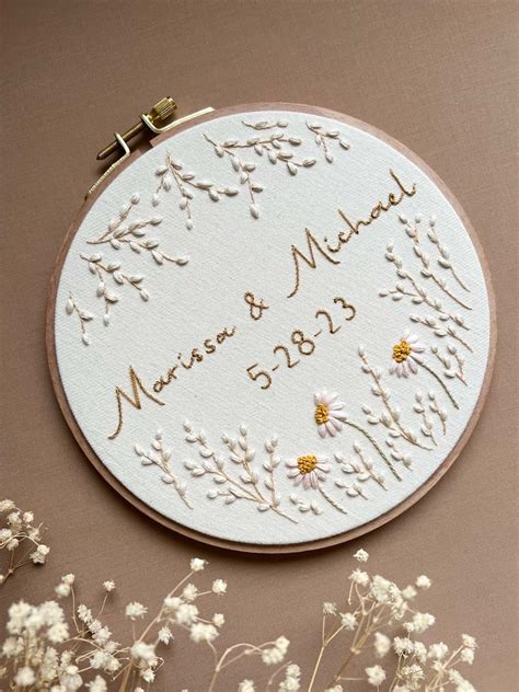 Personalized Wedding Embroidery Ring Bearer Pillow Wall Etsy